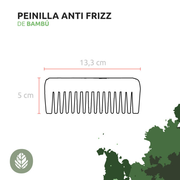 Medidas-peinilla-anti-frizz Peine de bambú de dientes anchos anti frizz