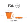 medidas vaso plegable de silicona 9 oz
